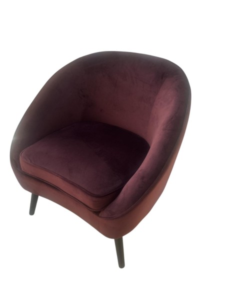 Poltrona in velluto prugna con piedi neri, 74x66 cm | Villa d'Este -VILLA D' ESTE