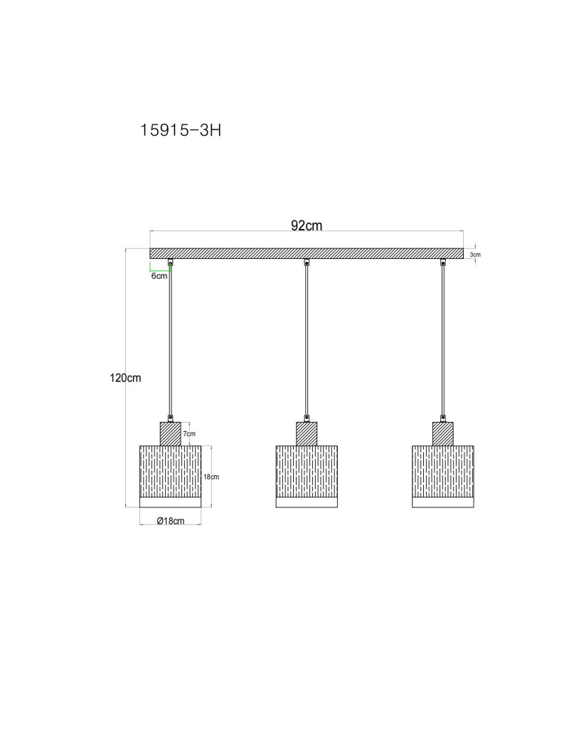 Lampada a sospensione Underwood a 3 pendenti in vetro fumé e MDF legno scuro, E27 | Globo Lighting -GLOBO LIGHTING