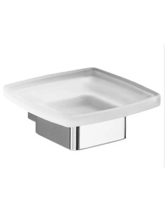 Portasapone con piattino in vetro satinato Lounge cromo e bianco, da parete | Gedy -GEDY