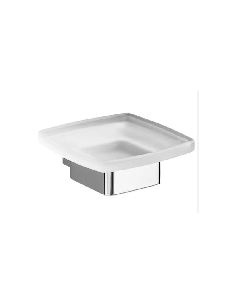 Portasapone con piattino in vetro satinato Lounge cromo e bianco, da parete | Gedy -GEDY
