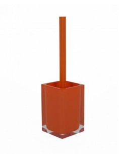 Portascopino da appoggio Rainbow in resina arancio con setole, 9,8x9,8x37,5 cm | Gedy -GEDY