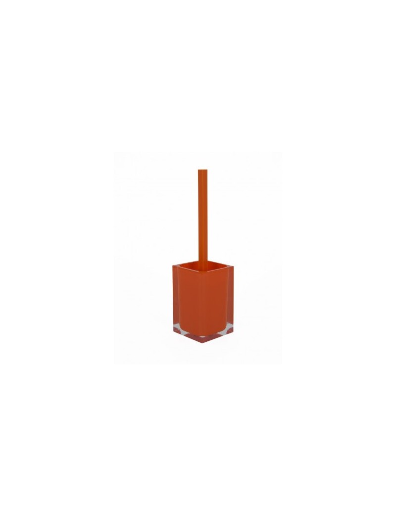 Portascopino da appoggio Rainbow in resina arancio con setole, 9,8x9,8x37,5 cm | Gedy -GEDY