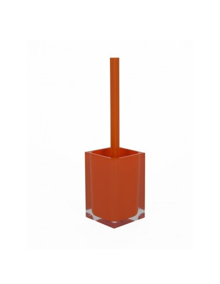 Portascopino da appoggio Rainbow in resina arancio con setole, 9,8x9,8x37,5 cm | Gedy -GEDY