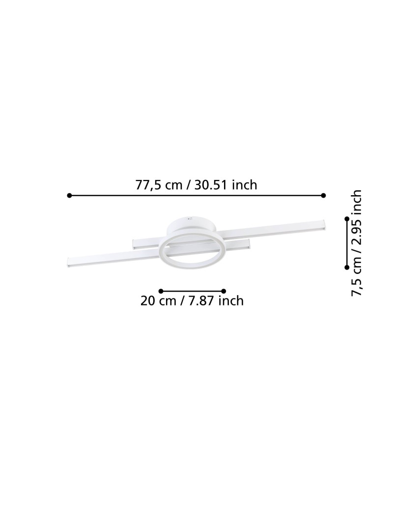 Plafoniera LED Amandolo linea e cerchio 77,5 cm bianca, RGB+CCT con telecomando | Eglo -EGLO