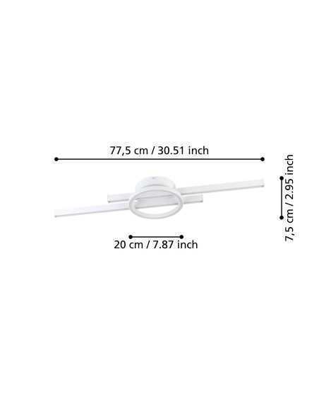 Plafoniera LED Amandolo linea e cerchio 77,5 cm bianca, RGB+CCT con telecomando | Eglo -EGLO