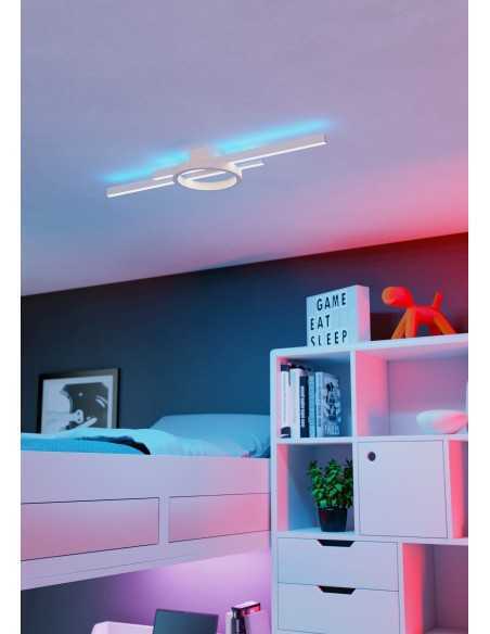 Plafoniera LED Amandolo linea e cerchio 77,5 cm bianca, RGB+CCT con telecomando | Eglo -EGLO