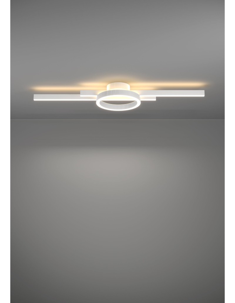 Plafoniera LED Amandolo linea e cerchio 77,5 cm bianca, RGB+CCT con telecomando | Eglo -EGLO