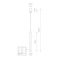 Lampada a sospensione tubolare Laser in acciaio finitura oro, H 49-130 cm, G9 | Nowodvorski -NOWODVORSKI 2