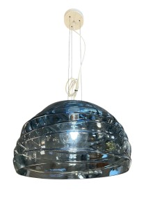 Lampada a sospensione Aster Ø 45 in vetro soffiato blu e alluminio bianco, E27 | Gea Luce -GEA LUCE