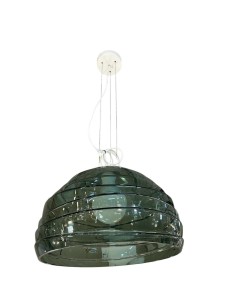Lampada a sospensione Aster Ø 45 in vetro soffiato verde e alluminio bianco, E27 | Gea Luce -GEA LUCE
