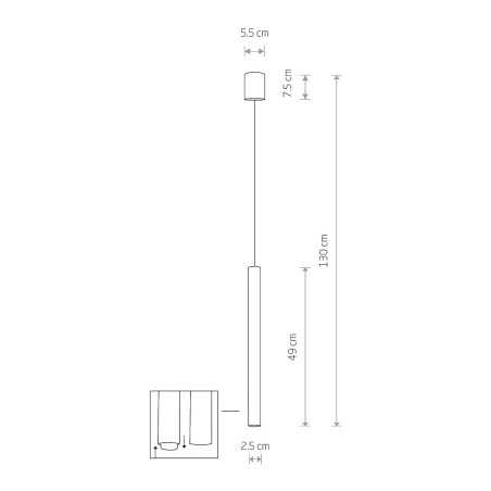 Lampada a sospensione Laser tubolare in acciaio finitura rame, LED G9 | Nowodvorski -NOWODVORSKI