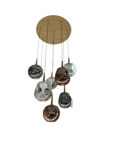 Composizione Andromeda a 8 pendenti LED in vetro metallizzato, base oro Ø 40 | Mantra -MANTRA