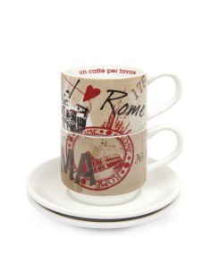 Set 2 tazzine da caffè impilabili Disney In The City Roma | Egan -EGAN