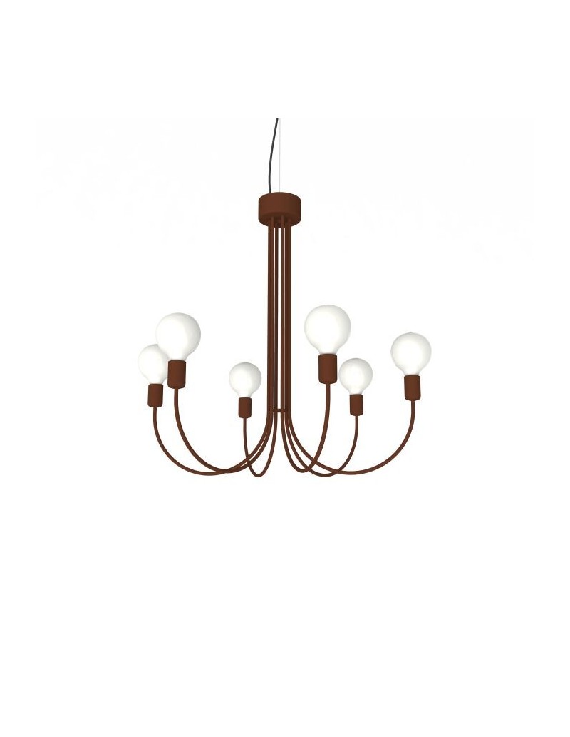 Lampadario a sospensione Chandelier 6 luci in metallo corten 60x60 cm, E27 | Lumicom -LUMICOM