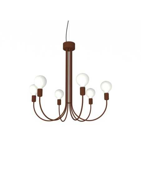 Lampadario a sospensione Chandelier 6 luci in metallo corten 60x60 cm, E27 | Lumicom -LUMICOM