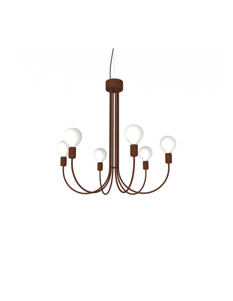 Lampadario a sospensione Chandelier 6 luci in metallo corten 60x60 cm, E27 | Lumicom -LUMICOM