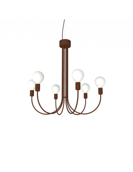 Lampadario a sospensione Chandelier 6 luci in metallo corten 60x60 cm, E27 | Lumicom -LUMICOM
