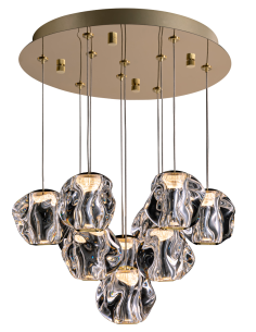 Sospensione LED Ciottolo a 10 pendenti Ø 40 cm oro satinato, dimmerabile | Illuminati -ILLUMINATI