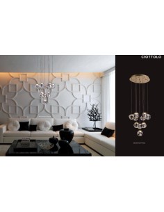Sospensione LED Ciottolo a 10 pendenti Ø 40 cm oro satinato, dimmerabile | Illuminati -ILLUMINATI 2