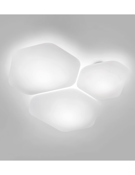 Plafoniera applique Modulor G esagonale 45 cm in vetro soffiato bianco, 2 E27 | Vistosi -VISTOSI