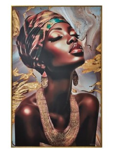 Quadro con pannello in resina e applicazioni a rilievo, cornice oro, 90x60 cm | Artidea -ARTIDEA