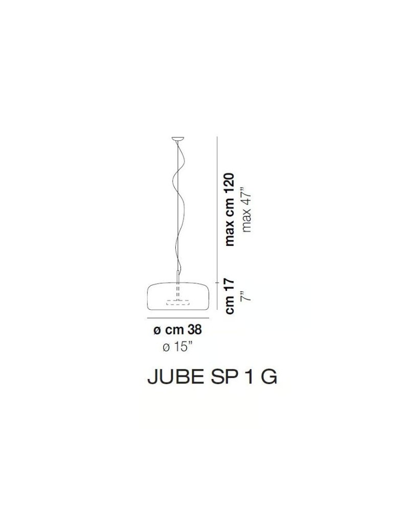 Lampada a sospensione LED Jube a cupola Ø 38 in vetro fumé e oro satinato, 13 W | Vistosi -VISTOSI