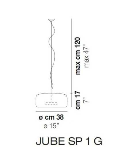 Lampada a sospensione LED Jube a cupola Ø 38 in vetro fumé e oro satinato, 13 W | Vistosi -VISTOSI
