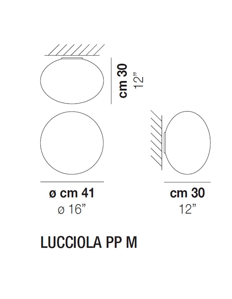 Plafoniera applique Lucciola M ovale Ø 41 in vetro bianco, 3 LED E27 inclusi | Vistosi -VISTOSI