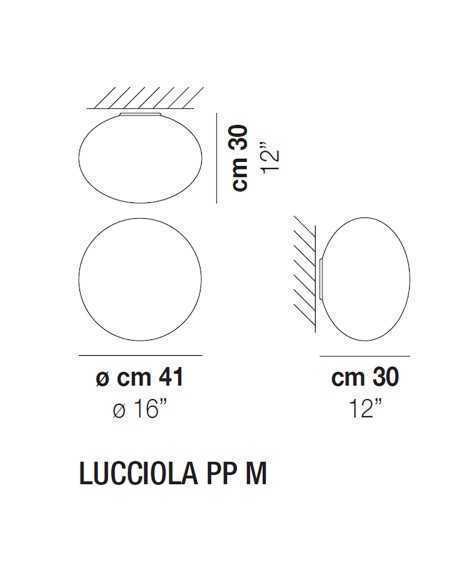Plafoniera applique Lucciola M ovale Ø 41 in vetro bianco, 3 LED E27 inclusi | Vistosi -VISTOSI
