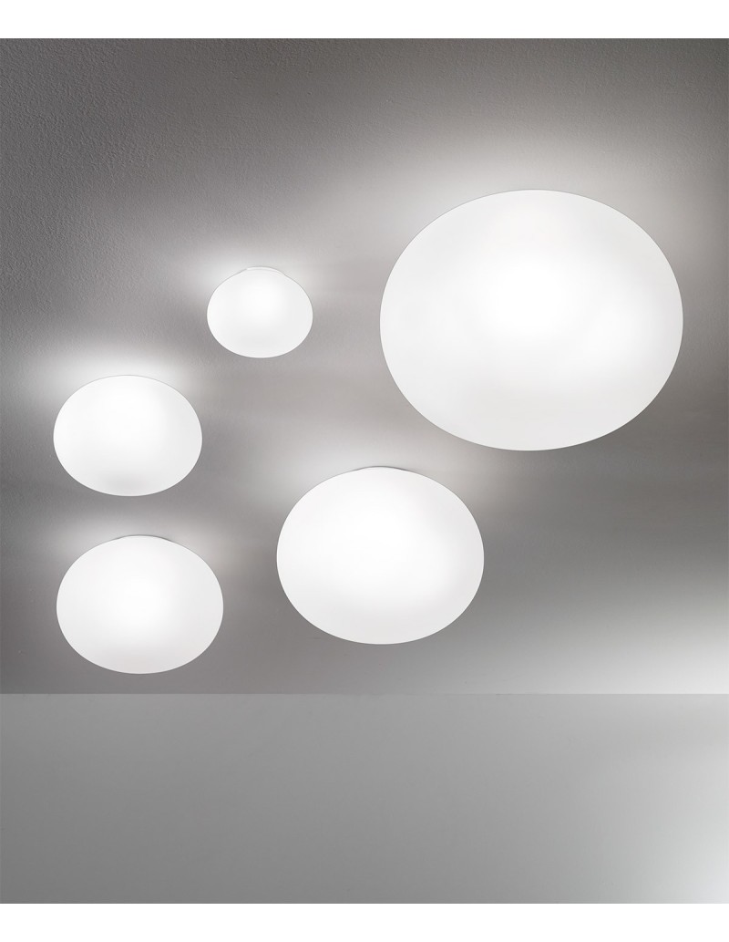 Plafoniera applique Lucciola M ovale Ø 41 in vetro bianco, 3 LED E27 inclusi | Vistosi -VISTOSI