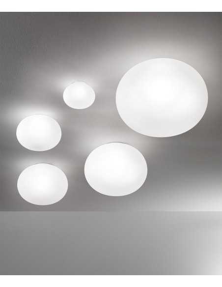 Plafoniera applique Lucciola M ovale Ø 41 in vetro bianco, 3 LED E27 inclusi | Vistosi -VISTOSI