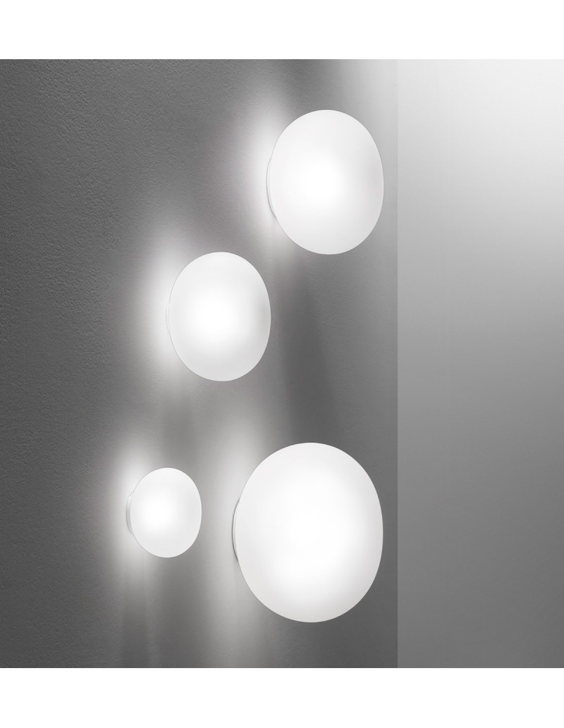 Plafoniera applique Lucciola M ovale Ø 41 in vetro bianco, 3 LED E27 inclusi | Vistosi -VISTOSI