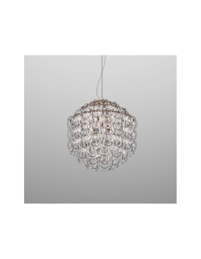 Lampada a sospensione Giogali sfera Ø 50 in cristallo con montatura bronzo | Vistosi -VISTOSI