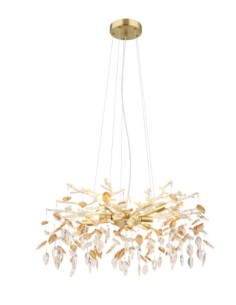 Sospensione Danna Ø 61 con cristalli ambra e trasparenti, oro opaco, 8xG9 | Globo Lighting -GLOBO LIGHTING