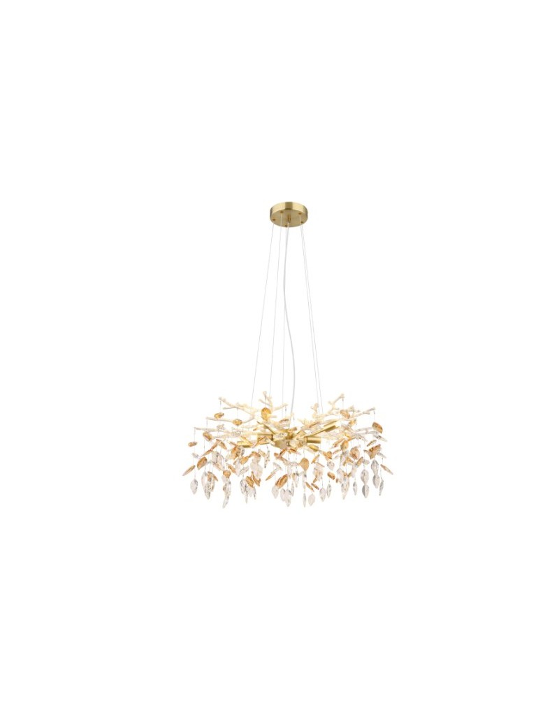 Sospensione Danna Ø 61 con cristalli ambra e trasparenti, oro opaco, 8xG9 | Globo Lighting -GLOBO LIGHTING