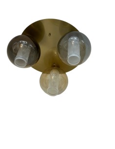 Plafoniera Ø 40 cm oro satinato con vetri pirex ambra, blu e bronzo, 3 luci E27 | Top Light -TOP LIGHT