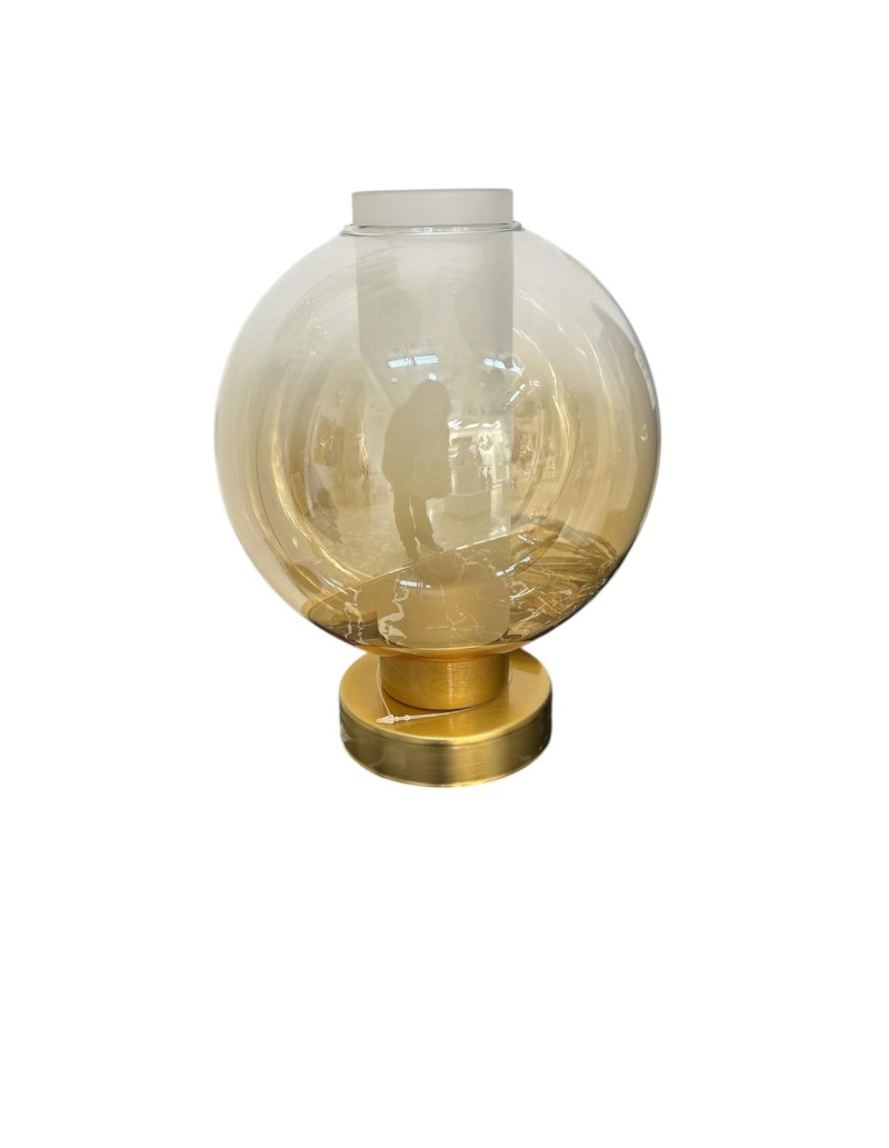 Lume da appoggio in metallo oro satinato con sfera in vetro pirex ambra, E27 | Top Light -TOP LIGHT