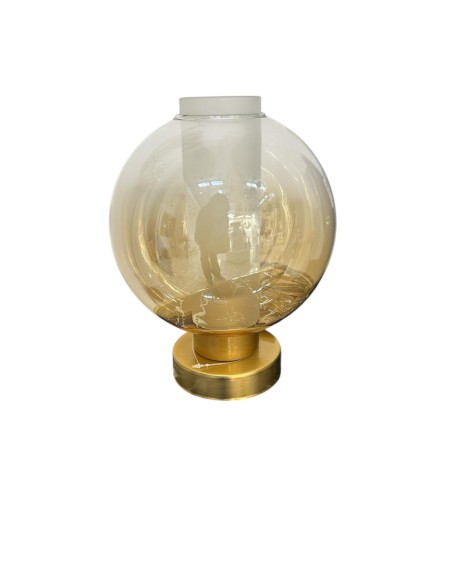 Lume da appoggio in metallo oro satinato con sfera in vetro pirex ambra, E27 | Top Light -TOP LIGHT