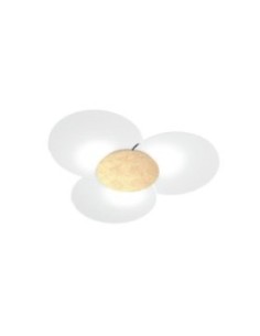 Plafoniera rotonda Ø 100 cm in vetro bianco con centrale foglia oro, 6 luci E27 | Top Light -TOP LIGHT