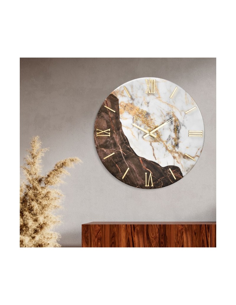 Orologio da parete Taburno Ø 80 cm in foglia oro fatta a mano, numeri a specchio | Artidea -ARTIDEA