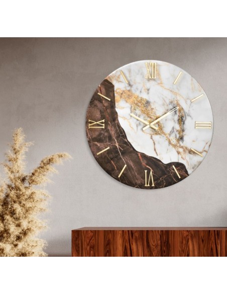 Orologio da parete Taburno Ø 80 cm in foglia oro fatta a mano, numeri a specchio | Artidea -ARTIDEA