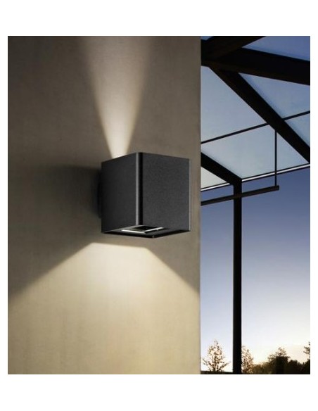 Applique LED a cubo Beam in alluminio antracite doppio fascio, 2x5 W, IP54 | Perenz -PERENZ