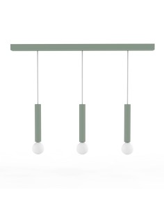 Lampada a sospensione Puro X3 con 3 cilindri in metallo verde Iceberg, 3 x E27 | Lumicom -LUMICOM