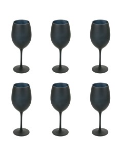 Naima set 6 calici vino in vetro nero opaco, 428 ml | Villa d'Este -VILLA D' ESTE