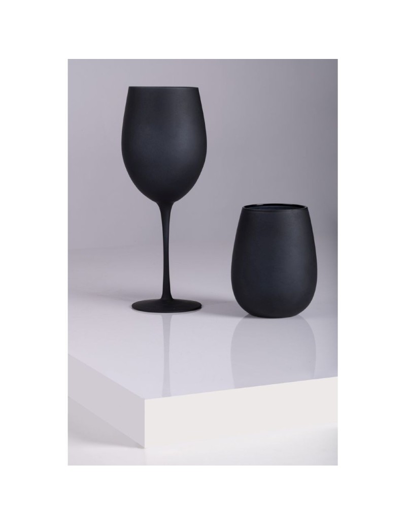 Naima set 6 calici vino in vetro nero opaco, 428 ml | Villa d'Este -VILLA D' ESTE