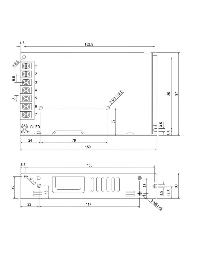 Alimentatore Meanwell LRS-150-24 per strip LED, 150 W 24 V DC, IP20 | Innovatech -INNOVATECH