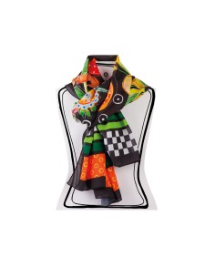 Pashmina pareo Le Pupazze nero in tessuto fluido | Egan -EGAN