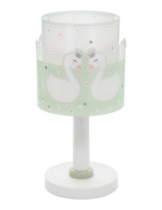 Lampada da comodino per bambini Sweet Love cigni verde, si illumina al buio | Dalber -DALBER