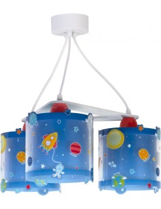 Lampadario per bambini Planets sistema solare blu 3 luci, si illumina al buio | Dalber -DALBER