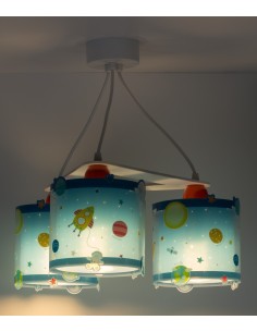 Lampadario per bambini Planets sistema solare blu 3 luci, si illumina al buio | Dalber -DALBER 2